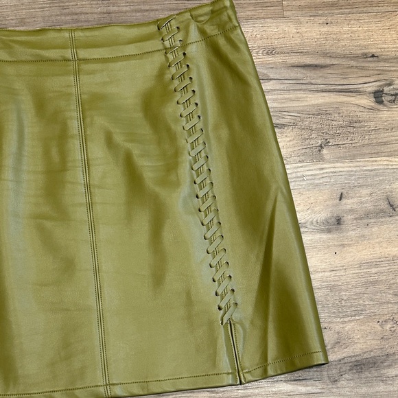 French Connection Olive Faux-Leather Mini-Skirt - Picture 3 of 9